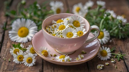 chamomile flowers in a cup