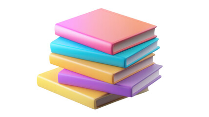 Stack of colorful hardcover books arranged in a pile isolated on white background

