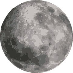 Fototapeta premium Full moon illustration is appearing in flat design with cratered surface, transparent background