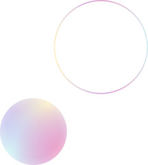 Obraz premium Abstract pastel circle and gradient ring are floating on transparent background in flat design