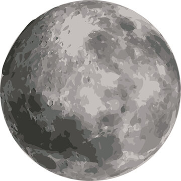 Fototapeta Full moon illustration is appearing in flat design with cratered surface, transparent background