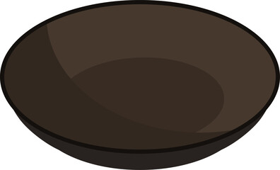 single empty bowl is being shown in flat design with dark brown gradient and transparent background