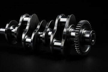Close-up of a metallic gear, showcasing intricate details, on a black background. Isolated on a transparent background.