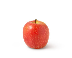 Single pink lady apple isolated. Fresh red apple isolated on white.