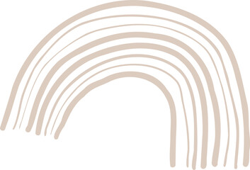 Hand drawn beige arches pattern is being shown on transparent canvas, flat brushstroke style
