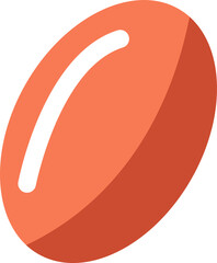 Flat design orange capsule is floating on transparent backdrop with gradient and white highlight