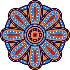 Flat design mandala is being shown with transparent background, dotted rings and teardrop petals