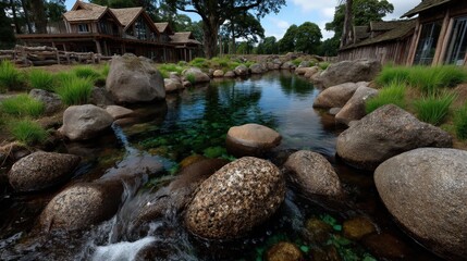 Garden with integrated water purification in panoramic setup