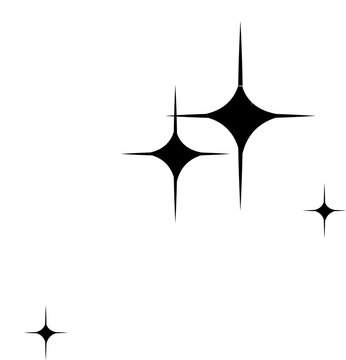Naklejki Displaying flat vector stars and sparkle shapes in black and white over transparent background