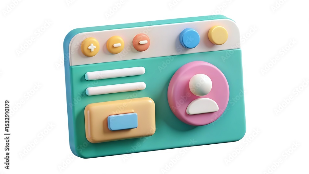 Fototapete 3d rendered user interface element featuring account profile controls and modern graphic design