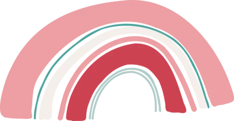 Fotobehang Stylized hand-drawn rainbow is showing five colored arcs in flat vector with transparent background © vectorfusionart
