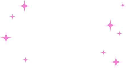 Pink sparkles are scattering across transparent background, creating decorative sparkly pattern