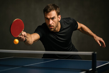 Male Table Tennis Player Serving