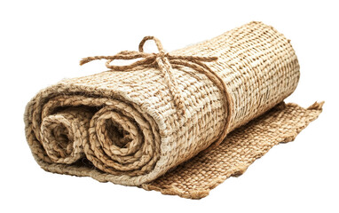 Ecofriendly jute floor mat crafted from natural fibers and neatly rolled for convenience isolated on transparent background PNG