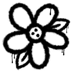 Flower silhouette showing spray-painted look on transparent background, featuring paint drips