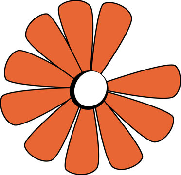 Fototapeta Vector daisy-like flower is radiating on transparent background with orange petals and white core