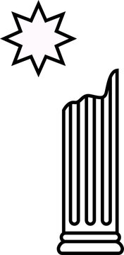 Fototapeta Featuring white eight-pointed star and fluted column segment in flat design on transparent backdrop