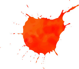 Abstract orange-red paint splatter is showing drips in flat design with transparent background © vectorfusionart