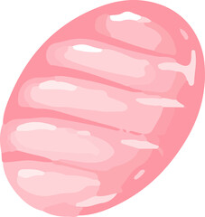 flat vector pink egg is floating against transparent backdrop, with alternating light stripes