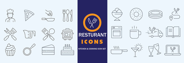 Handdrawn Kitchen Utensil icon set Web