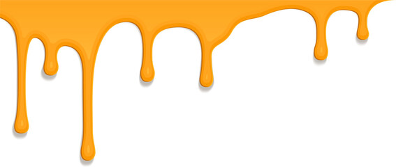 Stylized illustration showing bright orange liquid dripping from top edge on transparent background