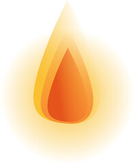 Displaying abstract flame icon with overlapping orange and yellow teardrops on transparent layer