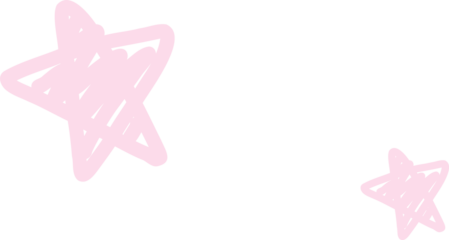 Two pastel pink scribbled star shapes are hovering on transparent background with hand-drawn lines