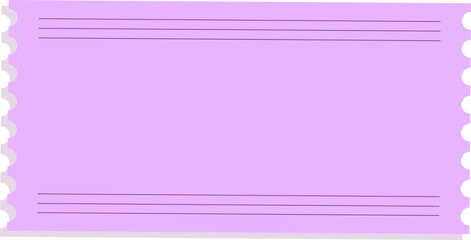 Flat pastel-purple scalloped-edge card showing ruled lines on transparent background, copy space