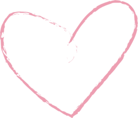 Pink heart outline is appearing in abstract stylized brushstroke design with transparent background