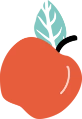 Fotobehang Displaying vector orange-red fruit with black stem, turquoise leaf, shine on transparent backdrop © vectorfusionart