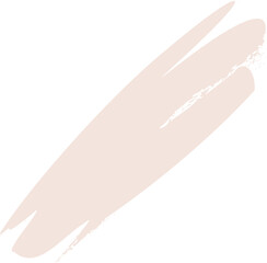Abstract pale peach brush stroke is tilting diagonally in flat design with flecks, clear background