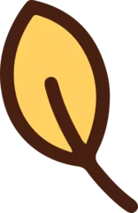 Fotobehang Stylized yellow leaf is floating in flat design with brown border, vein and transparent background © vectorfusionart