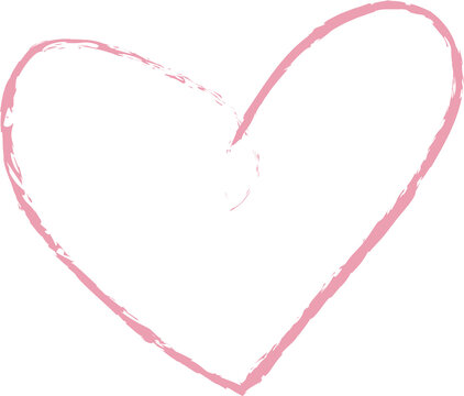 Pink heart outline is appearing in abstract stylized brushstroke design with transparent background