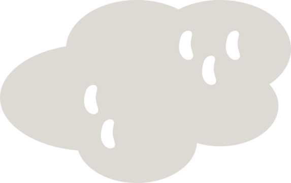 Flat gray stylized cloud is hovering in vector art, showing white curves on transparent background