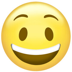 Fototapeta premium Vector yellow smiley face emoji is featuring glossy highlights, gradient on transparent background