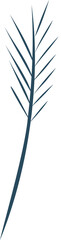 Stylized palm frond floating on transparent background in minimalist flat design