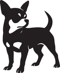 Chihuahua dog silhouette black and white style, Small dog breed minimal design
