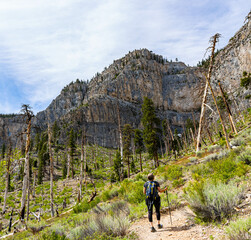 Female Hiker on The Echo Trail, Spring Mountains National Recreation Area, Nevada, USA