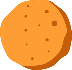 Abstract flat design is showing orange round shape with spots and shading on transparent background