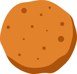 Floating stylized asteroid showing wavy edges with pockmarks in flat design, transparent background