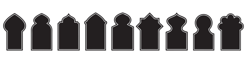 ramadan kareem set stylish frame, promotions and advertising baner,  islamic frame vector illustration in arabic style. graphic style with abstract shapes templates for social media.