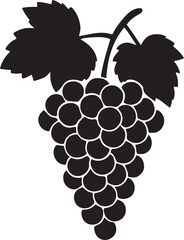 Fototapeta premium Bunch of grapes in black silhouette design, Vineyard fruit minimal line art
