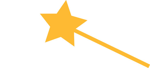Obraz premium Flat vector magic wand is floating diagonally with star tip and spiral on transparent background