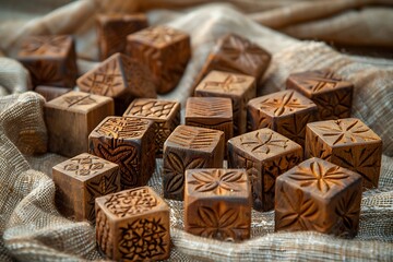 Artistic wooden stamps for textile printing high resolution picture