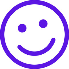 Flat design purple smiley face icon floating on transparent canvas, showing circular line art