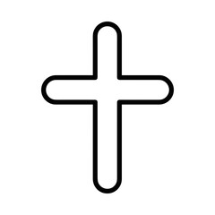 Obraz premium Simple cross symbol in outline style representing funerals and funeral services 
