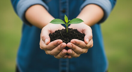 Protecting Our Planet Hands Holding a Young Sprout Emerging from Soil