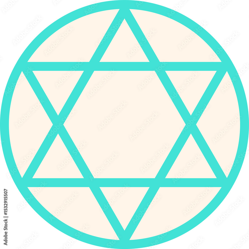 Poster abstract flat symbol is displaying hexagon surrounded by six triangles with transparent background