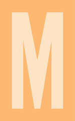 Stylized letter M graphic floating in flat design showing bold sans-serif on transparent background