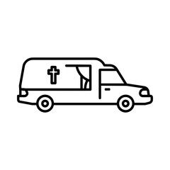 Fototapeta premium Hearse van with cross symbol depicting concept of funerals and funeral services 